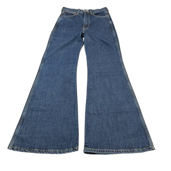 Wrangler Jeans Womnens 29/32 Wanderer High Rise Flare Dark Wash Denim Western - Picture 3 of 12